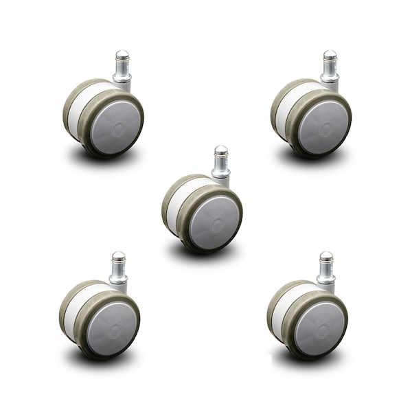 2.375" Gray Soft Wheel Grip Ring Office Chair Casters  SCC, PK5